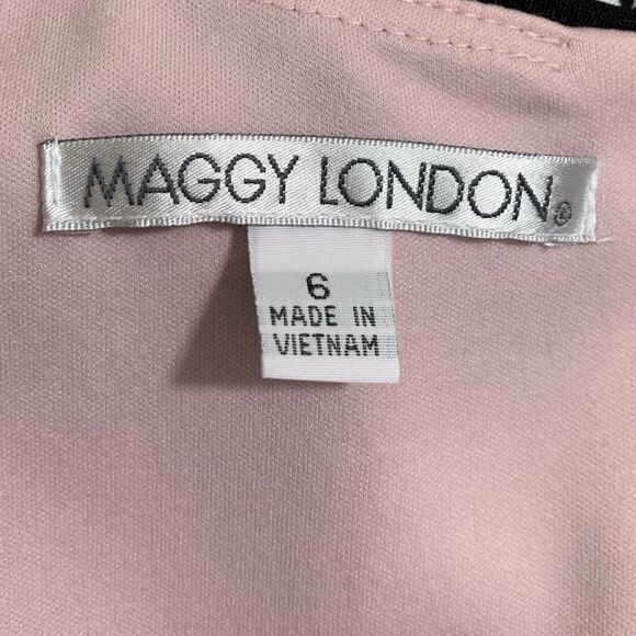Maggy London Dress Women's Size 6 Black Pink Boho Abstract Stretchy Zip Up - Picture 7 of 10